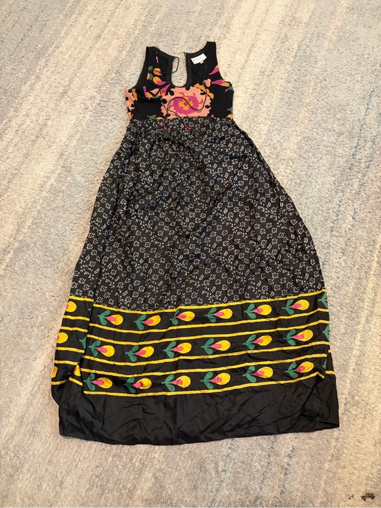 Anthropologie Dresses & Skirts - Anupamaa Anthropologie Silk Blend Maxi Dress M Black Floral Boho Sleeveless Indi